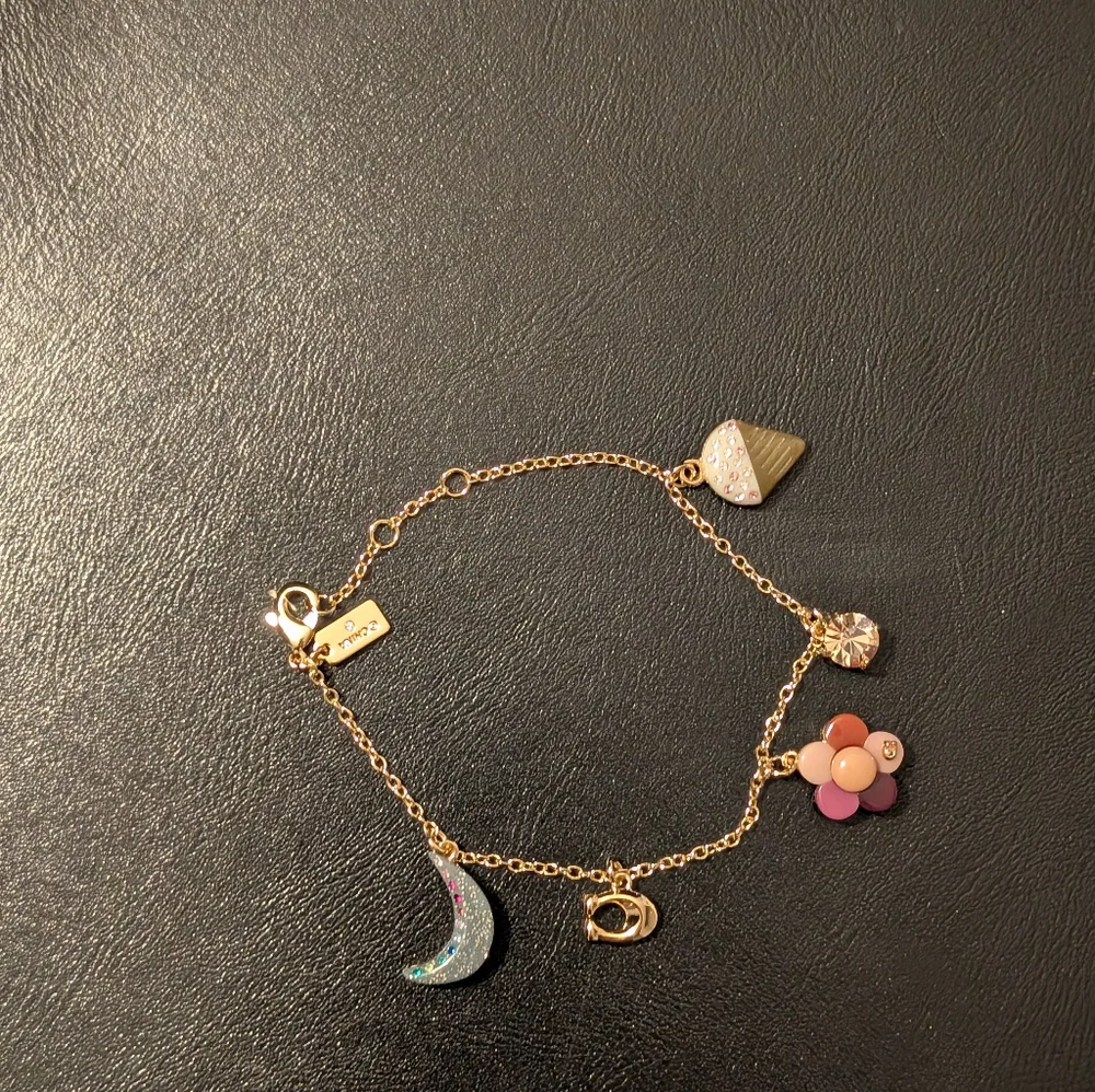 Coach Moon And Flower Charm Bracelet